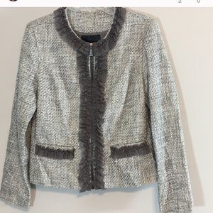 Mac & Jac Womens Jacket Medium Tweed Ruffle Detail
